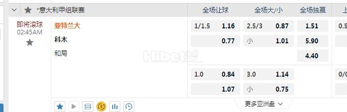 意甲 2：45 亚特兰大VS科木